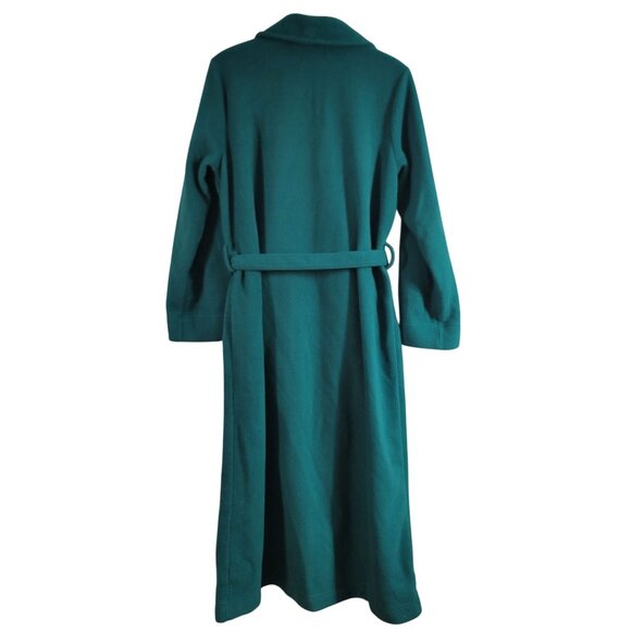 L.L. Bean Full Length Fleece Robe Green Large Belt Pockets Shawl Collar Winter - Picture 4 of 8